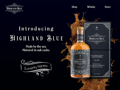 Highland Blue Whisky alcohol branding concept design graphic design identity landingpage luxury maximalism ornament quality ui victorian webdesign website whisky