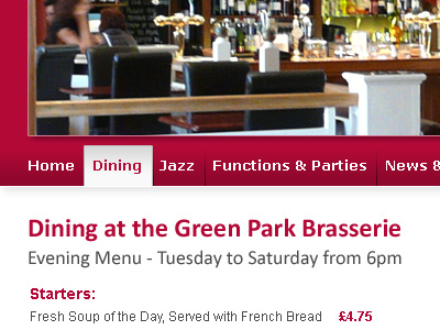 Green Park Brasserie Navigation cafe navigation