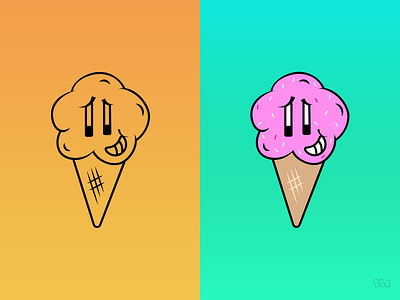 ICEKREAM V2 (BLK Vs. CLR) brand identity branding concept design drawing ice cream ice cream logo icecream illustration logo logomark mascot