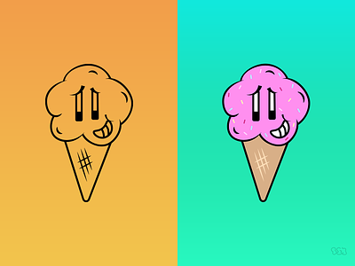ICEKREAM V2 (BLK Vs. CLR) brand identity branding concept design drawing ice cream ice cream logo icecream illustration logo logomark mascot