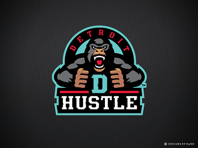 Detroit Hustle Logo basketball lgoo detroit gorilla logo hustle sports branding sports logo tbl logo