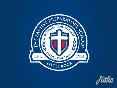 The Baptist Preparatory School baptist preparatory school christian crest cross little rock logo school seal shield