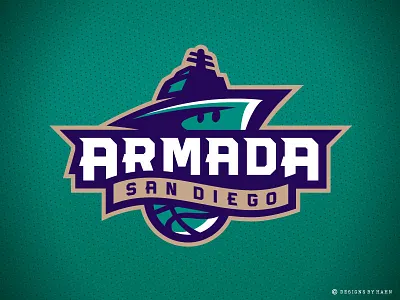 San Diego Armada Basketball Primary Logo armada basketball logo branding logo navy san diego armada ship sports the basketball league