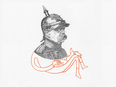 Otto von Soft Cat art bismark black engraving illustration pen pointillism procreate realism red
