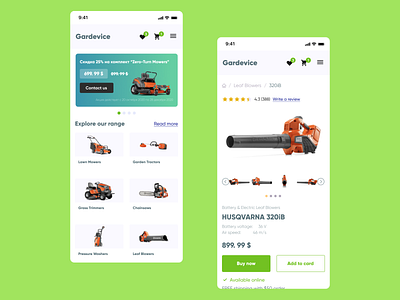 UX/UI design "Gardevice" (mobile version)