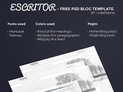 Escritor – Free PSD Blog Template