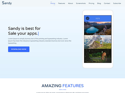 SANDY - One Page Apps Landing Page