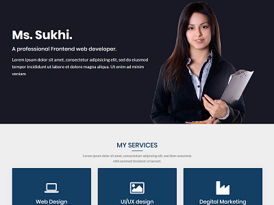 Sukhi | One Page Bootstrap Template branding creative css free freebie html minimal one page personal portfolio web design web development