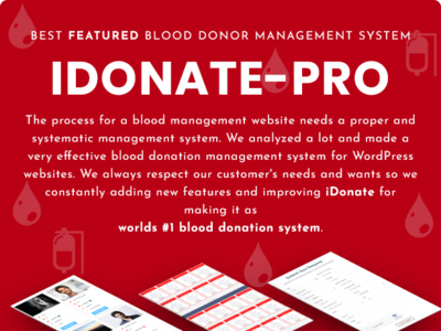 IDonatePro - Blood request and donor management WordPress plugin blood bank blood bank management blood donation blood donation management blood donation management system blood donor management blood group charity clinic blood donation creative design hospital hospital blood donation hospitality humanity online blood donation online blood donation management plugin themeforest wordpress
