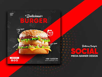 Social Media Ads Banner - Instagram Food Banner burger ads food banner food design instagram post social media social media design