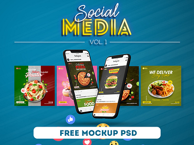 Social Media Food Banner-Free Mockup PSD