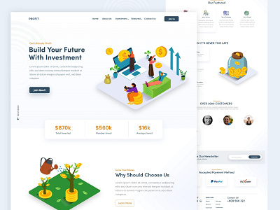 Profit - Investment Landing Page Exploration illustration interaction interface investment landing design landingpage ui uidesign uiux ux