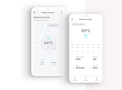 Weather App UI 2020 app app design design flat graphicdesign mobile mobile ui trends ui uiux uiuxdesign ux uxdesign weather app website