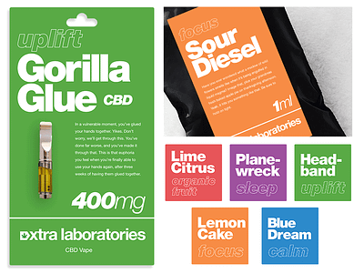 xtra laboratories packaging cbd gorilla glue headband high oils planewreck rebrand sour diesel strains vape weed