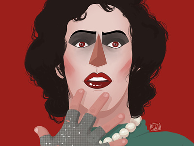 I’m just a sweet transvestite flat illustration minimal portrait rocky horror picture show tim curry