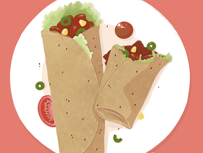 Vegetarian burrito design flat food illustration minimal street food vegetarian