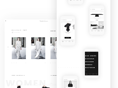 Rick owens interaction experiment presentation black branding design fashion interaction minimalism rick owens typography ui web design white