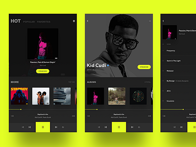 App UI - Media Player app kid cudi kit music music app player ui user interface