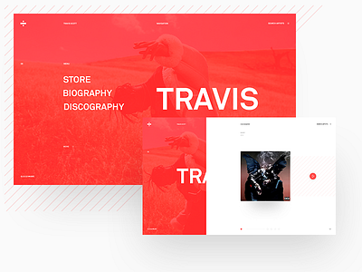 Artist Profile & Discography assymetry fluid fullscreen grid interface label music navigation sidebar travis scott ui