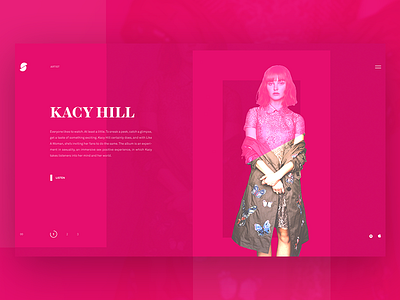 Kacy Hill - Artist page above the fold artist fullscreen interface landing page navigation sidebar slider web design