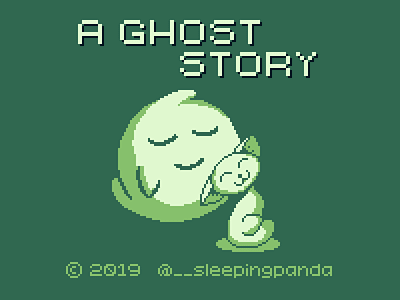 A Ghost Story – Title Screen 8bit aseprite cat construct3 gameboy gameboy color gamejam gbjam ghost green pixelart