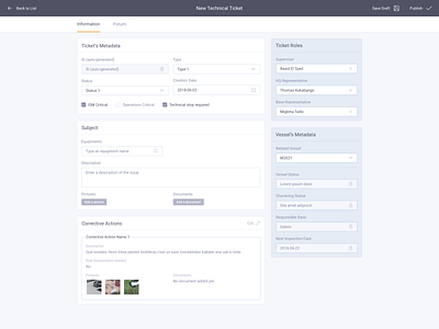 New Technical Ticket – Active states add back boat document form input metadata picture save search ship sidebar tab ticket ticket app ticketing ui uidesign vessel