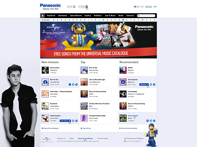 Panasonic Music Homepage album blue button cover download grey homepage music panasonic pause platform play player rubbik white