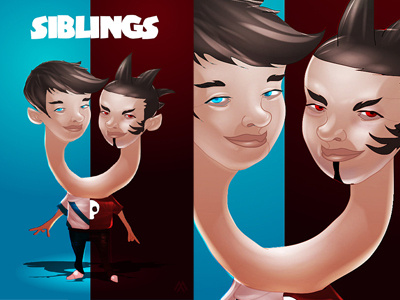 Siblings 100% vector art comic design humannature84 logo illustration vector
