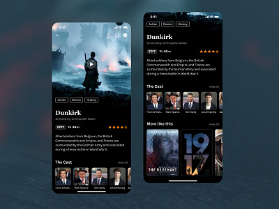 Movie Page app design cinema cinema app dark design film ios app movie ui ux