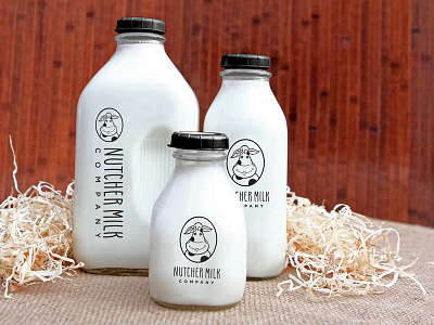 Nutcher Milk Company Bottle Design branding cow illustration logo milk packaging
