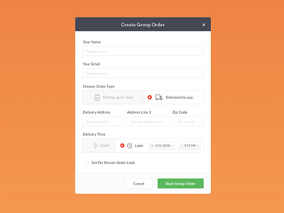 Group Ordering Popup delivery food group order order ordering popup ui ux