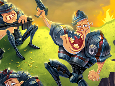 Сrazy soldiers fantasy game illustration