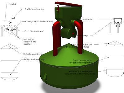 Automatic Fish Feeder 3d cad concept fish modelling pro e render