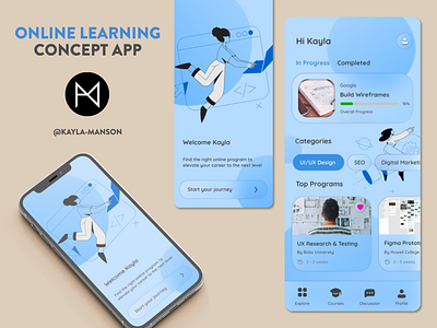 Online Learning App Concept design figma graphic design prototyping ui ui design ux wireframes
