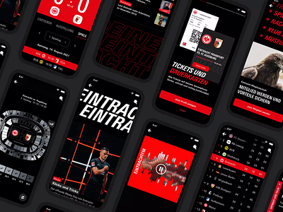 mainaqila – the new app of Eintracht Frankfurt animation app bottom bar branding design eintracht feed football illustration interaction logo news radio shop soccer sport stream ticket ui ux