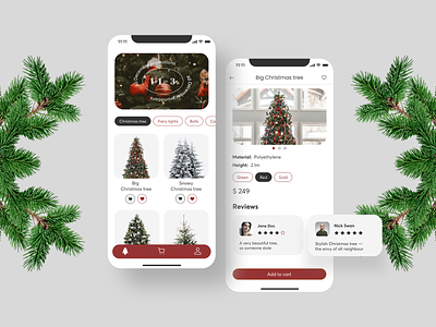 Shop for selling Christmas trees and accessories for Christmas christmas christmas tree e commerce app mobile app new year online store online store app store app ui ui design