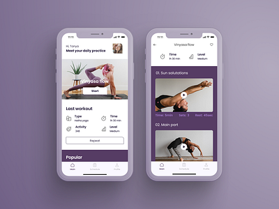 Mobile app for yoga practice app design fitness health mobile app purple sport ui ui designer ux ux design ux ui yoga