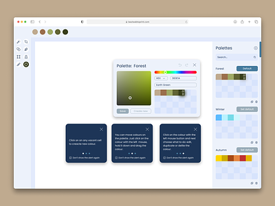Designing a color palette for a random web image editor