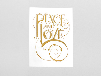 Peace & Love Letterpress Card hand lettering handmade holiday holiday card letterpress letterpressed typography