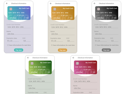 Daily UI #002 / Credit Card Checkout app application blue challenge cherry colorful credit card credit card checkout dark degraded gold green mobile ui ux