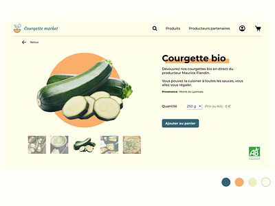 Courgette market commerce design figma green orange ui ux vegetables webdesign website