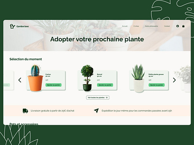 Garden love commerce design ecommerce figma green plants ui ux webdesign website