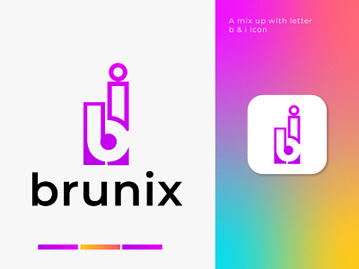 b + i minimal letter logo - brunix Premium Logo