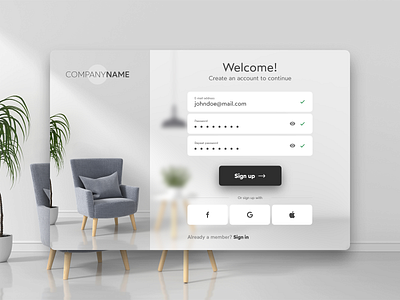 Sign up concept design registration form signup