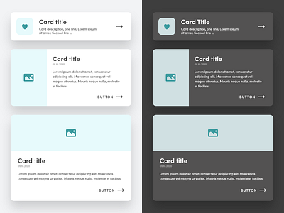 cards - light & dark mode cards cards design cards ui dark mode dark theme light mode light theme