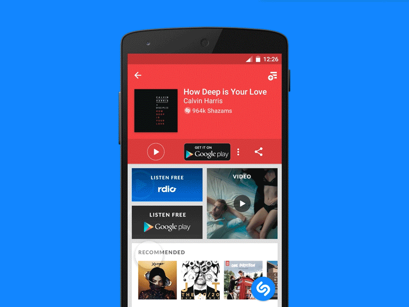 Shazam Track Page - Android android app framer google material music shazam track