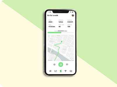 DailyUI #020 Location Tracker 020 app dailyui dailyui020 dailyuichallenge design fitness location location tracker map mobile route step ui