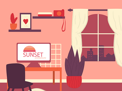 Sunset Cosméticos design flat illustration minimal vector