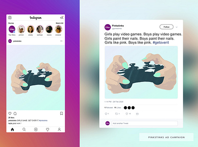 pinkstinks social media campaign concept ad campaign adobe advertising concept design graphic design illustrator instagram post social media social media design twitter