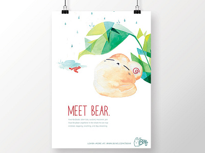 illustrated poster: bear for buns advertising character color cute design graphic design illustration layout poster